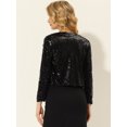 thumbnail image 4 of Chaqueta de lentejuelas para mujer Allegra K cárdigan manga larga abierta Negro L, 4 of 5