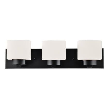 Design House Dove Creek 3-Light Dimmable Bathroom Vanity Light with Frosted Glass, Matte Black