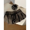 thumbnail image 3 of Women's Pleated Skirt, Tie Waist Front Bow Mini Skirt, Fitted High Waist A-Line Bottoms for Commute and Daily Wear, 3 of 5