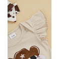 thumbnail image 6 of BemeyourBBs Newborn Western Baby Girls Cowgirl Outfits Cute Infant Baby Girls Spring Summer Fall Clothes Ruffle Sleeveless Cow Embroidery Romper Flare Pants Headband Set, 6 of 7