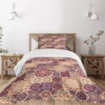 thumbnail image 3 of Ambesonne Moroccan Quilted Bedspread Set 2 Pcs, Ornate Ceramic Tiles, Twin Size, Pale Orange Dark Blue, 3 of 6