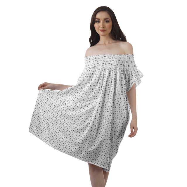 Moomaya Robe de Soirée pour Femmes en Poly-Crêpe Imprimé à Manches Volantées, Longueur Genou