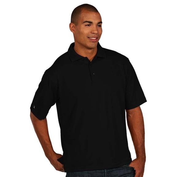 Antigua Mens Pique Xtra Lite Polo Shirt (Color: Black)