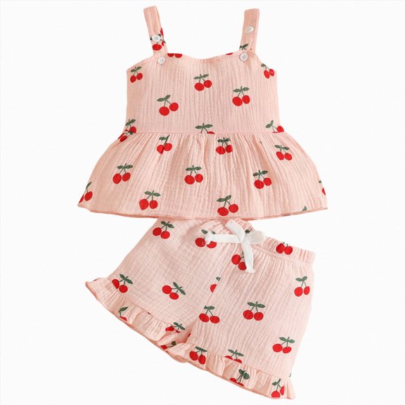 UngA Toddler Outfit 3 6 12 18 24 Months 2T 3T 4T 5T Girls Outfits Summer Ruffle Ribbed Flower T Shirt Shorts Set Clothes for Girls(Pink,6-12 Months)