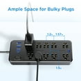 thumbnail image 5 of LarmTek 10 Outlet Power Strip Surge Protector with 4 USB Ports, 4ft Extension Cord, Black, 5 of 9