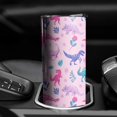 thumbnail image 3 of 20oz Pink Dinosaurs Flowers Leaves Pattern Skinny Tumblers Stainless Steel Tumbler with Lid and Straw,Vacuum Insulated Double Wall Travel Tumbler Cups with Cleaning Brush for Coffee,Tea, 3 of 6