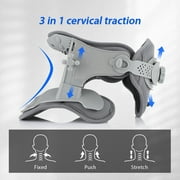 Cervical Neck Traction Device, Neck Stretcher for Cervical, Cervical Traction Device,Neck Brace with 3 Power Traction and Heating, Neck Decompression and Neck Tension Relief,Gray