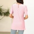 thumbnail image 6 of ZyeKqe Womens Tops Dressy Casual Crochet Short Sleeve Business Shirts Crewneck Work Office Blouses, 6 of 6