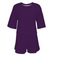 thumbnail image 4 of Pyhlmscde Women Summer Two Piece Outfits Sweatsuits 2025 Casual Lounge Skirt Shorts Matching Sets Trendy Short Sleeve Clothing,Summer Outfits for Women 2 Piece Set, 4 of 6