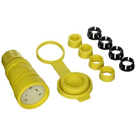 Leviton 20 Amp 250V Wetguard Locking Connector – Industrial Grade, Yellow, Watertight Seal