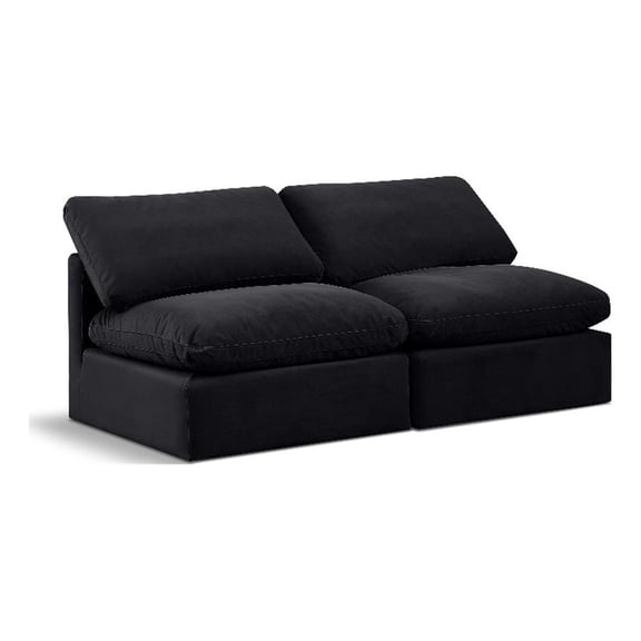 Meridian Furniture Indulge 70" Contemporary Velvet Modular Sofa in Black