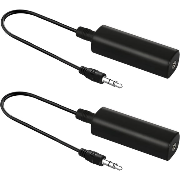 THONZER 2 Packs Ground Loop Noise Isolator for Car Audio/Home Stereo System, Ground Loop Isolator with 3.5mm Audio Cable