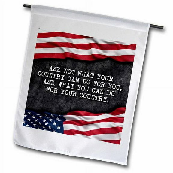 3dRose, Ask what you can do for your country. Patriotic Kennedy quote., 12 x 18 inch Garden Flag