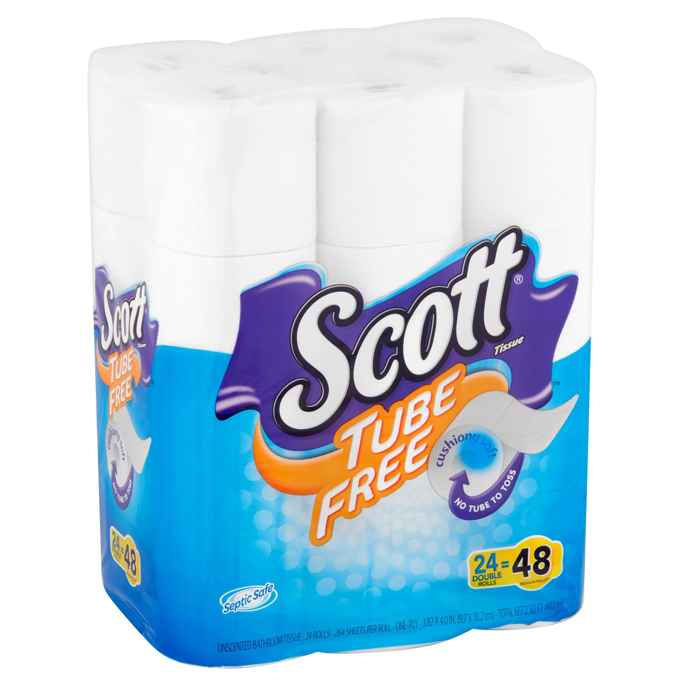 Scott Toilet Paper Tube Free 24 Double Rolls Pack Of 2 48 Rolls Total Walmart Com Walmart Com