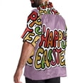 thumbnail image 3 of Easter Font Men's Short Sleeve Hawaiian Beach Shirt Casual Printed Button Down Summer Unisex Casual Shirt, 3 of 6