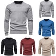 thumbnail image 3 of CENL Men Thicken Pullover O-neck Solid Color Long Sleeve Warm Slim Sweater Knit Top, 3 of 9