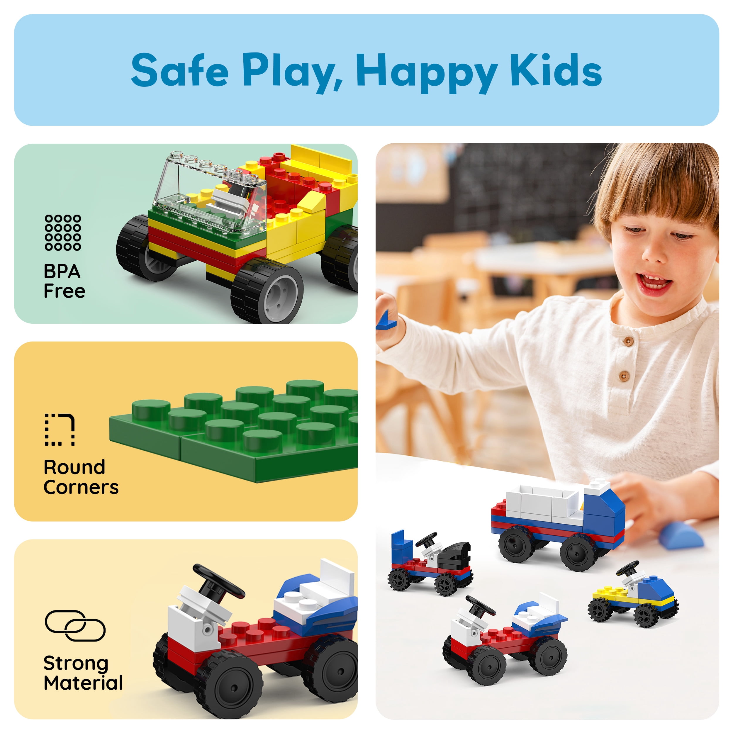 PicassoTiles 320-Piece Car Building Brick Block Set, Creative Vehicle Construction Toy for Kids, STEM Learning & Imaginative Play