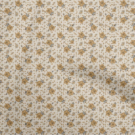oneOone Polyester Spandex Brown Fabric Florals Sewing Fabric By The Yard Printed Diy Clothing Sewing Supplies 56 Inch Wide