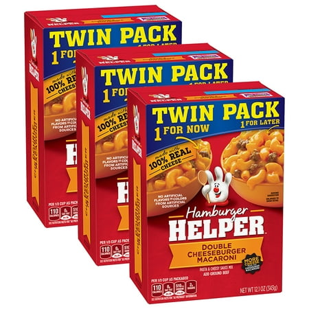 (3 Pack) Betty Crocker Hamburger Helper, Double Cheeseburger Macaroni Hamburger Helper, 12.1 Oz Box (Twin (Best Cheeseburger In America)