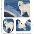 thumbnail image 2 of Non-Slip 3 Piece Bathroom Rug Set White Samoyed Dog Near The Sea Soft Contour Rug + Toilet Lid Cover + Bath Mat Bathroom Decor, 2 of 3