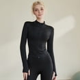 thumbnail image 3 of Ropa de yoga para mujer, camiseta ajustada de manga larga para fitness, para correr por la mañana, chaqueta deportiva profesional absorbente del sudor de secado rápido, 3 of 5