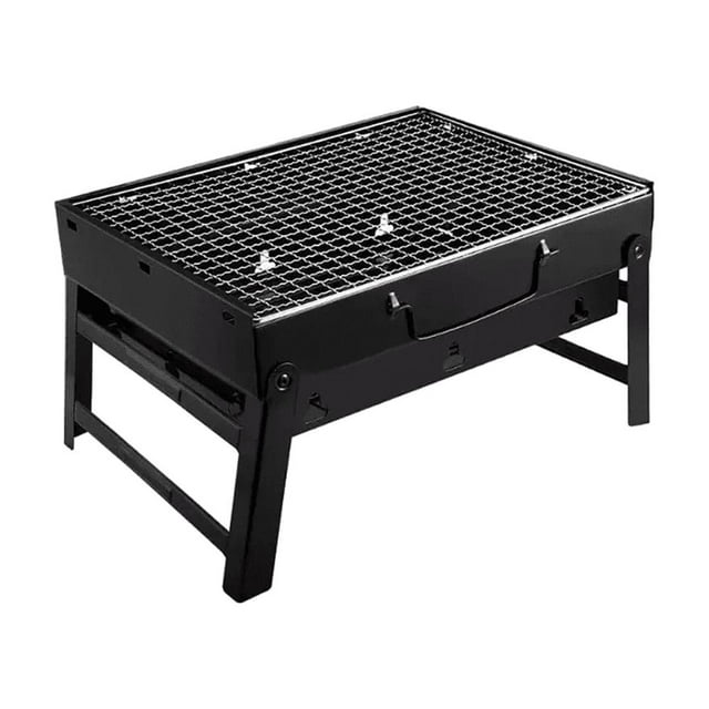 Parrilla Asador Cuadrada Portátil Plegable Acero Inoxidable Negra
