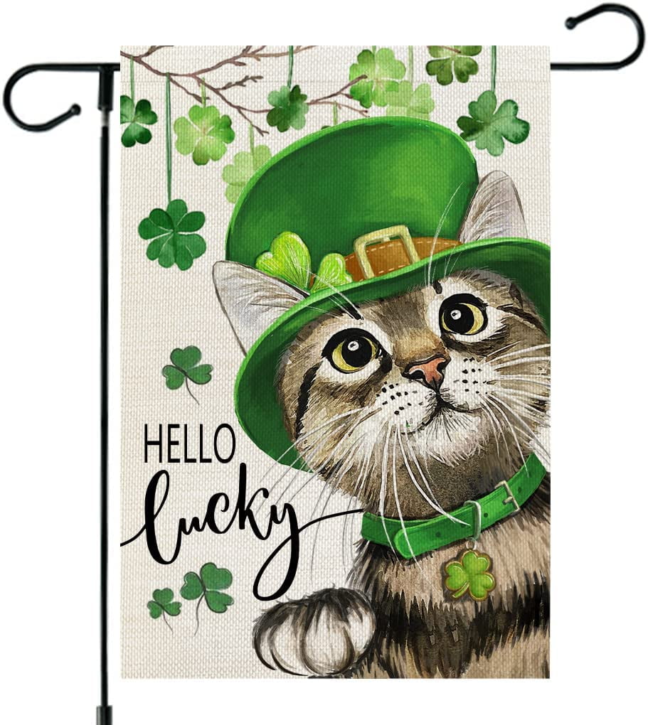 Shamrock ★ Cat  Lucky Black Cat Clover Art Print: Whimsical Feline Illustration