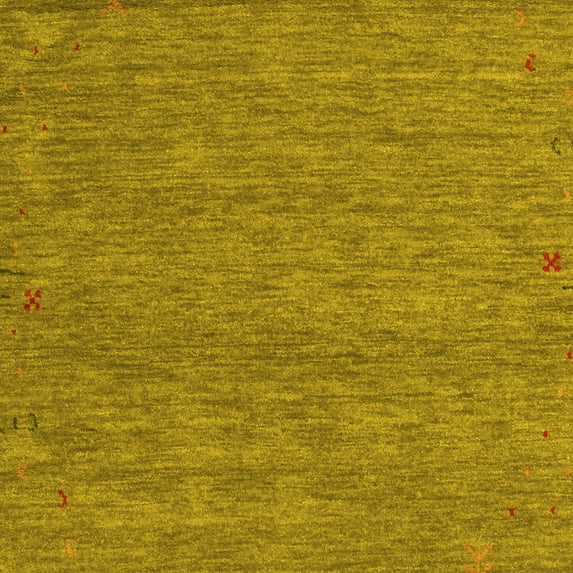 Ahgly Company Indoor Square Abstract Yellow Contemporary Area Rugs, 4' Square