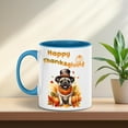 thumbnail image 5 of Happy Thanksgiving Pug Welcome Thankful Fall Autumn Pumpkin 11oz Accent Two-tone Mug Dog Lover Gifts Coffee Tea Cup - 02021, 5 of 5