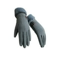 thumbnail image 1 of 1 Pair Women Winter Knitted Touch Screen Riding Gloves Warm Anti-slip Fleece Lining Elastic Button Cuffs Windproof Gloves, 1 of 10