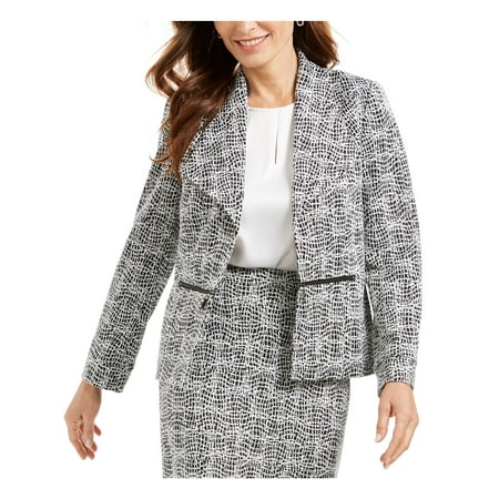 Kasper Women's Printed Wear to Work Blazer Jacket Black Size 6 Petite