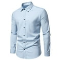 thumbnail image 2 of ShomPort Men's Stand Collar Shirts Button down Long Sleeve Business Dress Shirt Casual T-Shirt, 2 of 9
