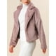 thumbnail image 2 of Abrigo mullido de piel sintética con solapa de muesca y chaqueta recortada para mujer Otoño Invierno Rosa empolvado XL, 2 of 6