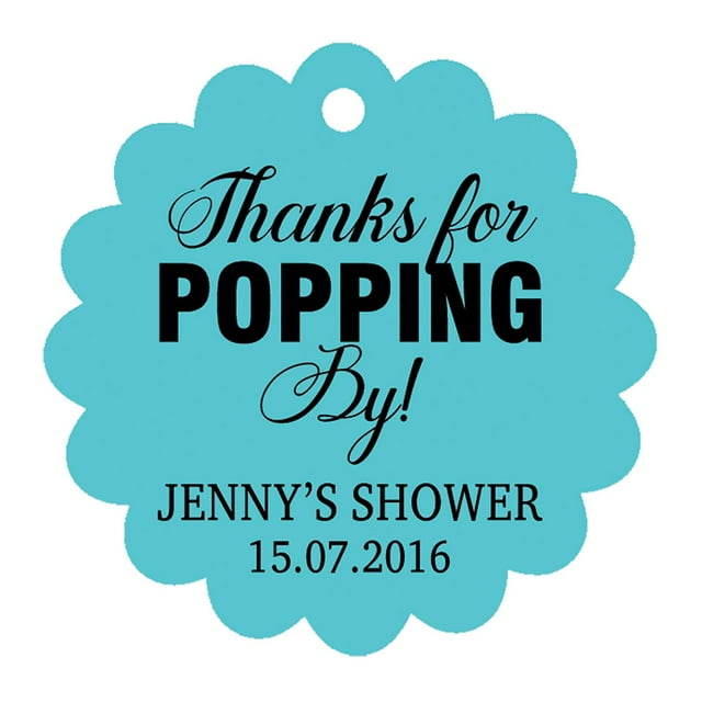 100 PCS Personalized Baby Shower Favors Tags Custom Quote Thank You For Popping By Baby Shower Gift Hang Tags