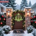 thumbnail image 4 of Stylish Metal Hanging Christmas Tree Wind Spinner - Green Outline with White Lines Decorative Bow & Golden Stars for Garden Decor, 4 of 7