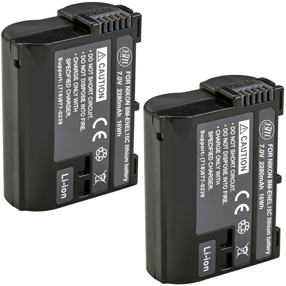 BM Premium 2 Pack ENEL15C High Capacity Batteries for Nikon Z5, Z6, Z6