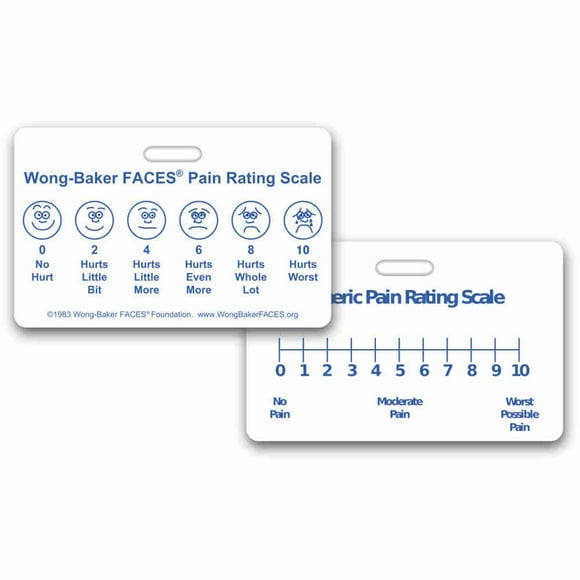 Wong-Baker Faces® Pain Rating Scale Horizontal w/NRS Badge ID Card Pocket Reference Guide (Pack of 5)