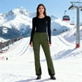 thumbnail image 5 of Women's Fleece Lined Ski Pants Color Block Hiking Snow Pants for Skiing with Pockets Green M, 5 of 8