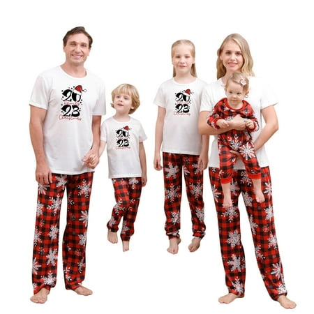 

Penkiiy Christmas Pajamas for Family Matching Pjs Set Red Plaid Reindeer Holiday Xmas Pajamas for Women Men Kids Red 6-9 Months