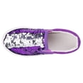 thumbnail image 4 of Toddler Girls Sneakers loafer Shoes Slip On Little Kids Canvas Flipping Sequins Color Change Glimmer Glitter Sparkle Low Top Non Slip Rubber Sole Lightweight Fashion Casual Purple Size 7, 4 of 5