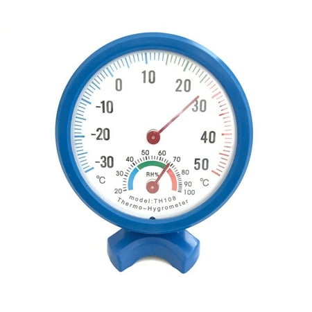 Round Outdoor Thermometer Thermometer Hygrometer Round Clock-shaped Measuring Indoor Outdoor Wall Temperature Humidity Thermometer blue -30-50 degrees ()