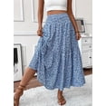 thumbnail image 2 of MORTTIC Women's Boho Floral Maxi Skirt - High Elastic Waist, Pleated A-Line Long Skirt for Summer Casual Wear, 2 of 5