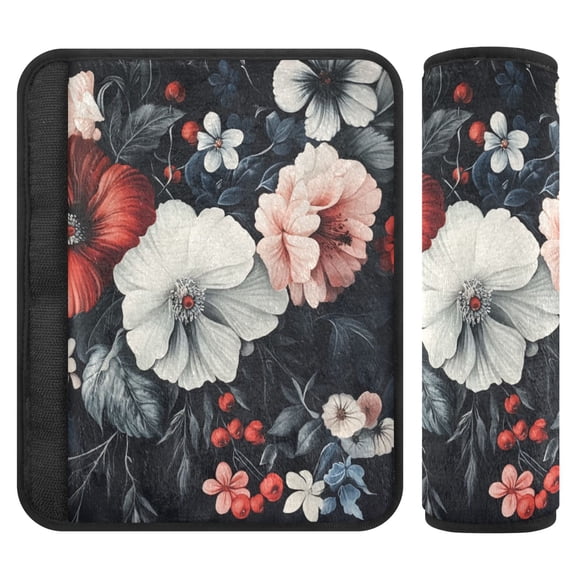 2 Car Seat Belt Covers S Size 6.5*6.5 Inches Car Seat Belt Shoulder Pad Backpack Shoulder Pad Stroller Belt Cover Cartoon Beautiful Big Flowers