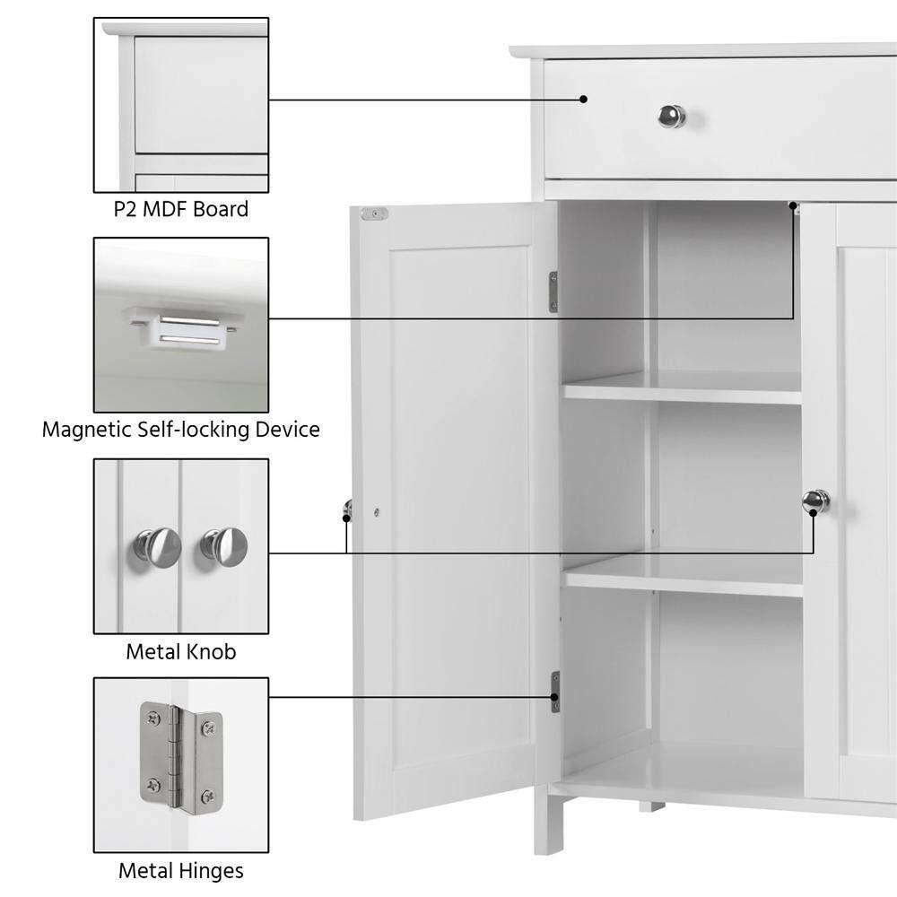 ERTWER Wooden Floor Cabinet Freestanding Bathroom Storage Cabinet Unit Home Decor.Waterproof and moisture-proof.Can be used as bathroom cabinet, dining cabinet and porch cabinet White