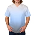 thumbnail image 2 of Domuza Men Scrub Top Tie-Dye Gradient Short Sleeve V Neck Work Uniform Loose Fit Soft Comfy Medical Scrub Tops with 3 Pockets White 2XL, 2 of 5