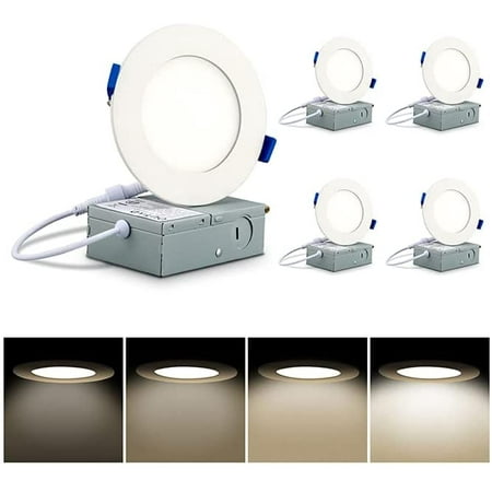 Recessed Lighting 4 Inch Pack Led Ceiling Light With Junction Box 3000k 4000k 5000k Selectable 9w 75w Eqv 5 100 Dimmable Can Downlight Canada - Recessed Ceiling Light Meaning Recessed Lighting 4 Inch Pack Led Ceiling Light With Junction Box 3000k 4000k 5000k Selectable 9w 75w Eqv 5 100 Dimmable Can Downlight Canada - Recessed Ceiling Light Meaning