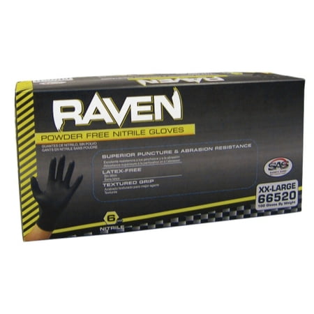 Raven Powder Free Black Nitrile Gloves Small