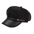 thumbnail image 2 of AJGRHE Womens Suede Newsboy Cap 8 Panel Paperboy Caps with Leather Brim Vintage Baseball Hat Baker Cabbie Beret Hats Black One Size, 2 of 3