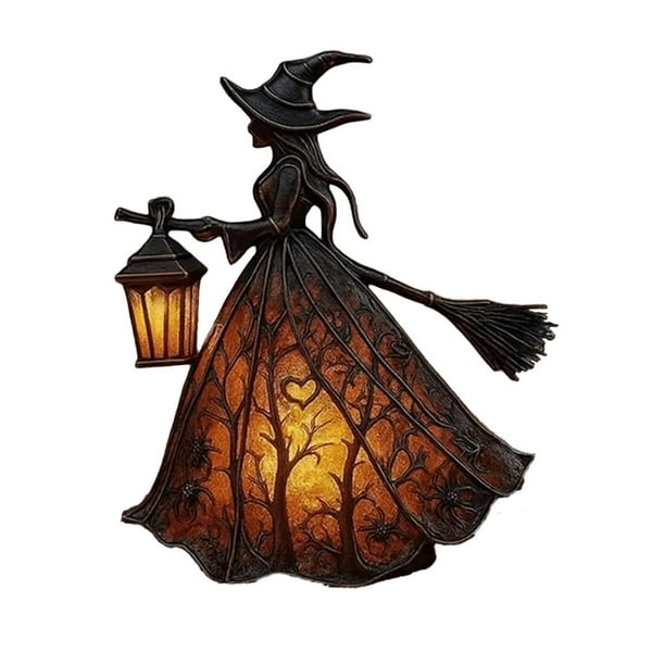 Lámpara de mesa de bruja de Halloween que brilla en la oscuridad, figura de pie, luz nocturna S