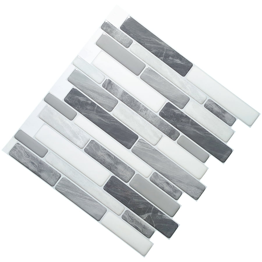 LongKing Peel and Stick Backsplash Tile Gray Marble Tile 12 in. x 12 in. (10-Pack)